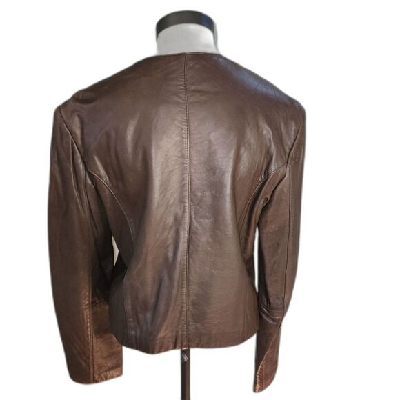Lord & Taylor Women's Brown Leather Jacket Size 6 - Picture 2 of 8